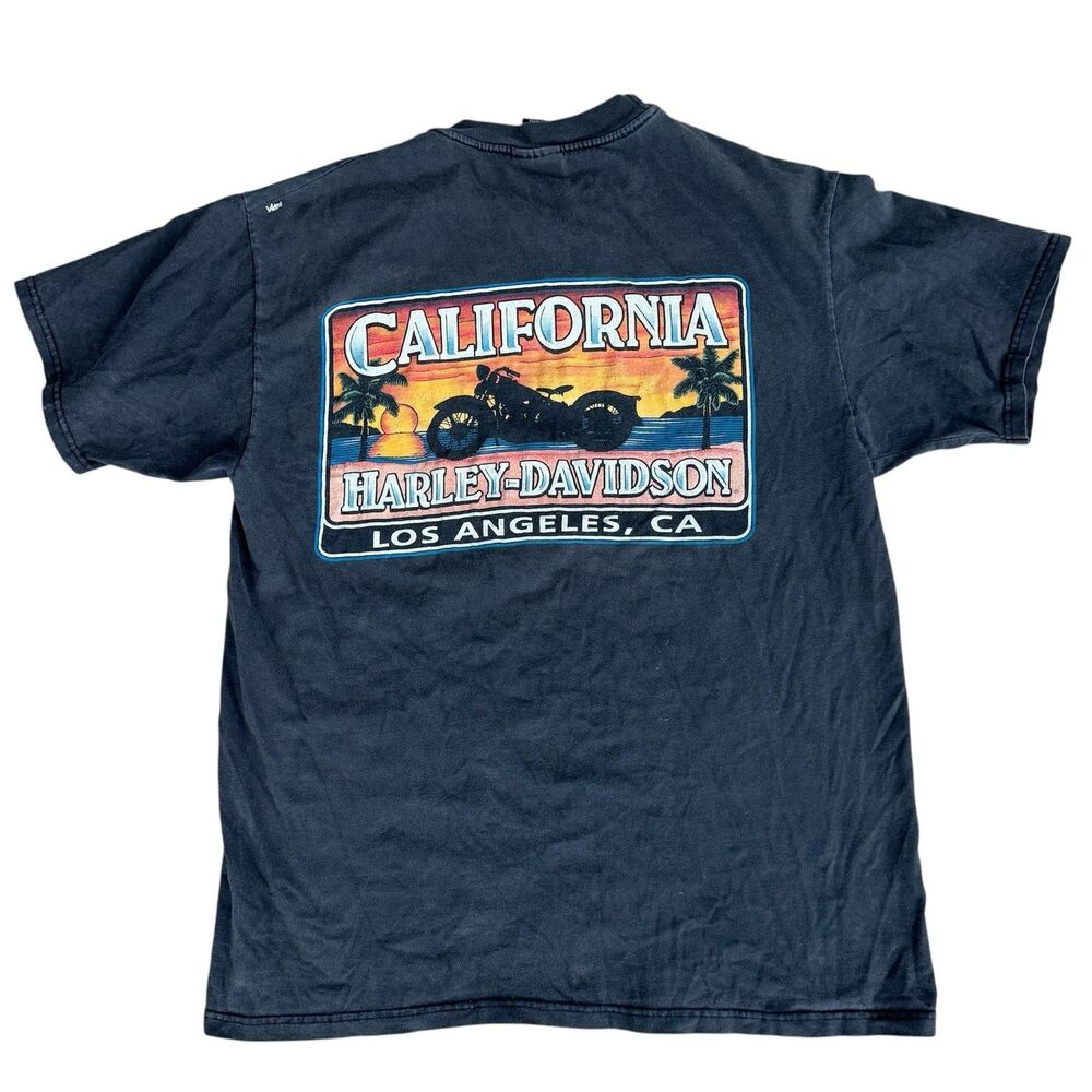 Vintage 90s Harley-Davidson Shirt L Motorcycle Los Angeles CA Made In USA